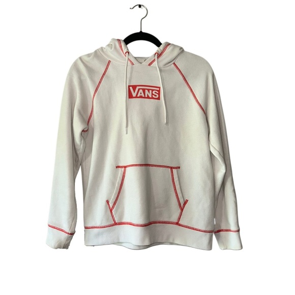 Vans Tops - Vans Women's White Hoodie with Red Stitching
